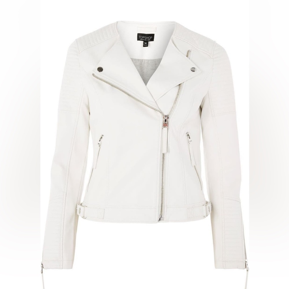 Topshop Faux white leather jacket